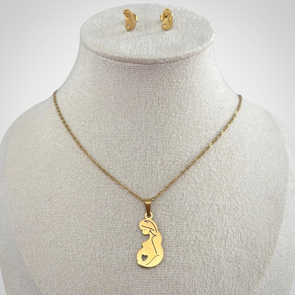 Expecting Mom Necklace & Earring Set